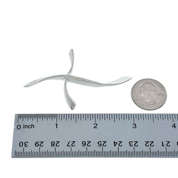 Vintage Italian Sterling Silver 925 Modernist Wavy Religious Cross Pendant - Picture 5 of 6